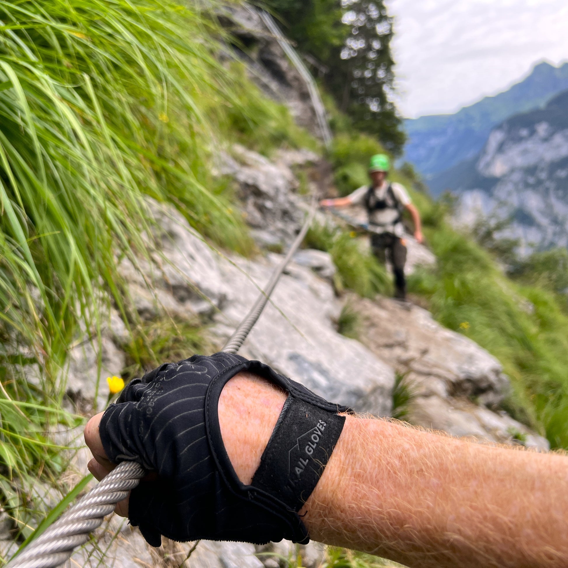 P.R. Gear Trail Gloves on the Murren Via Ferrata in Murren Switzerland