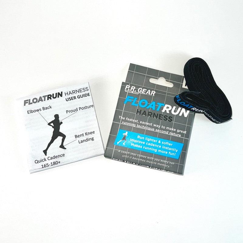 FloatRun Harness with Packaging and User Guide for learning to run injury free, run faster, easier, softer, and better